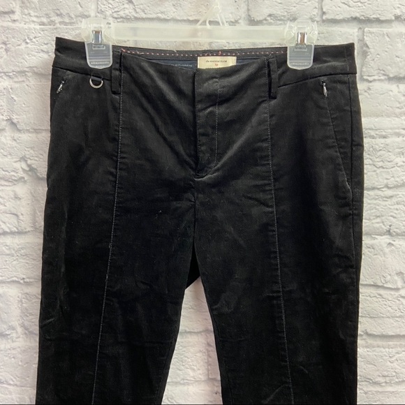 Anthropologie Women The Essential Slim Velvet Trouser Size 2 Cropped Solid Black - Picture 4 of 8